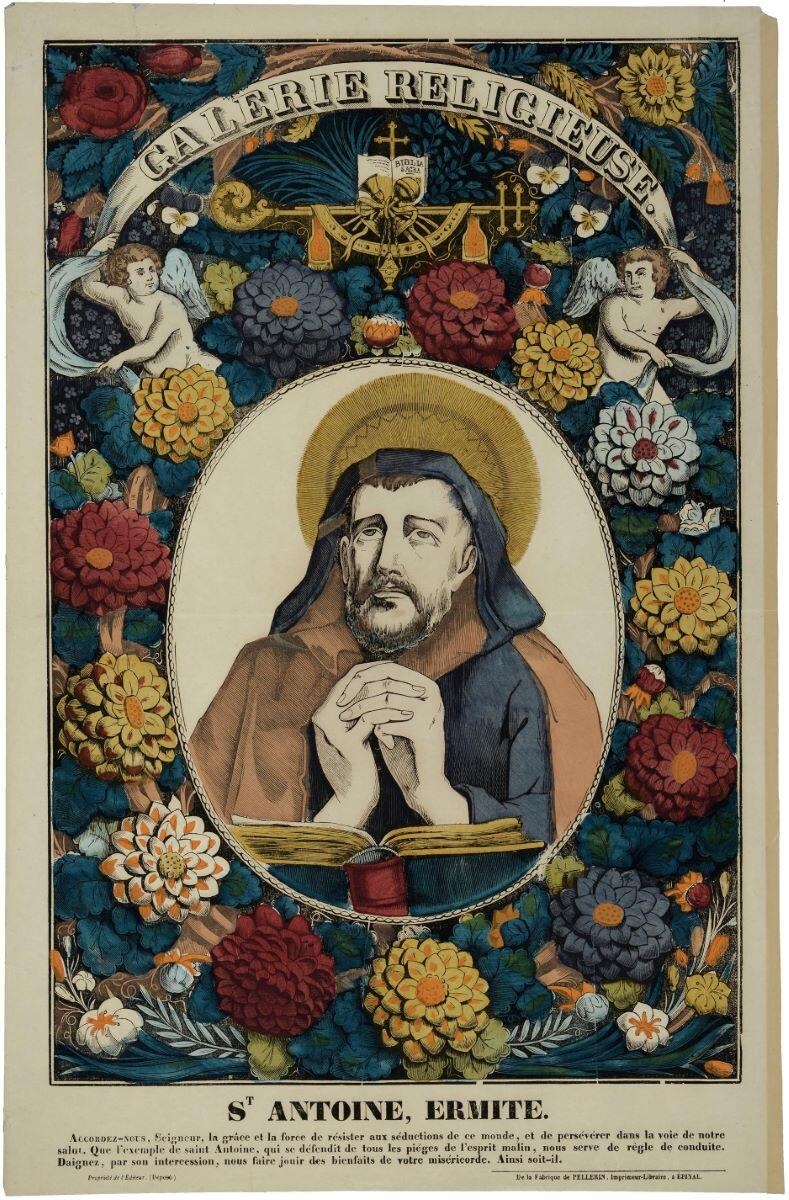 GALERIE RELIGIEUSE. St ANTOINE, ERMITE. (titre inscrit)